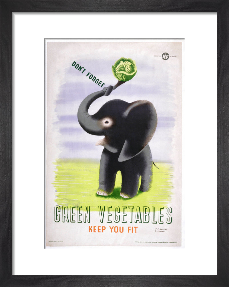 Don't Forget, Green Vegetables Keep You Fit', c 1951. art print extra small black Art Print - Science Museum Shop