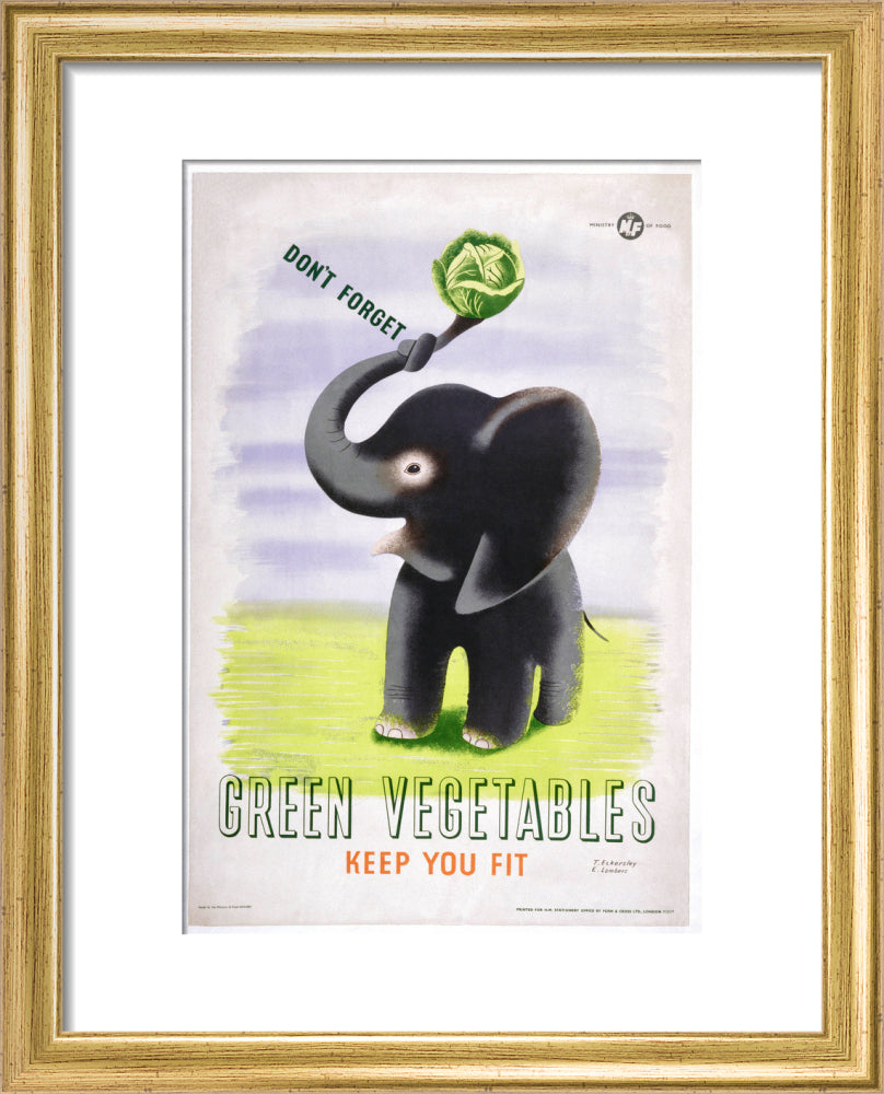 Don't Forget, Green Vegetables Keep You Fit', c 1951. art print extra small gold Art Print - Science Museum Shop