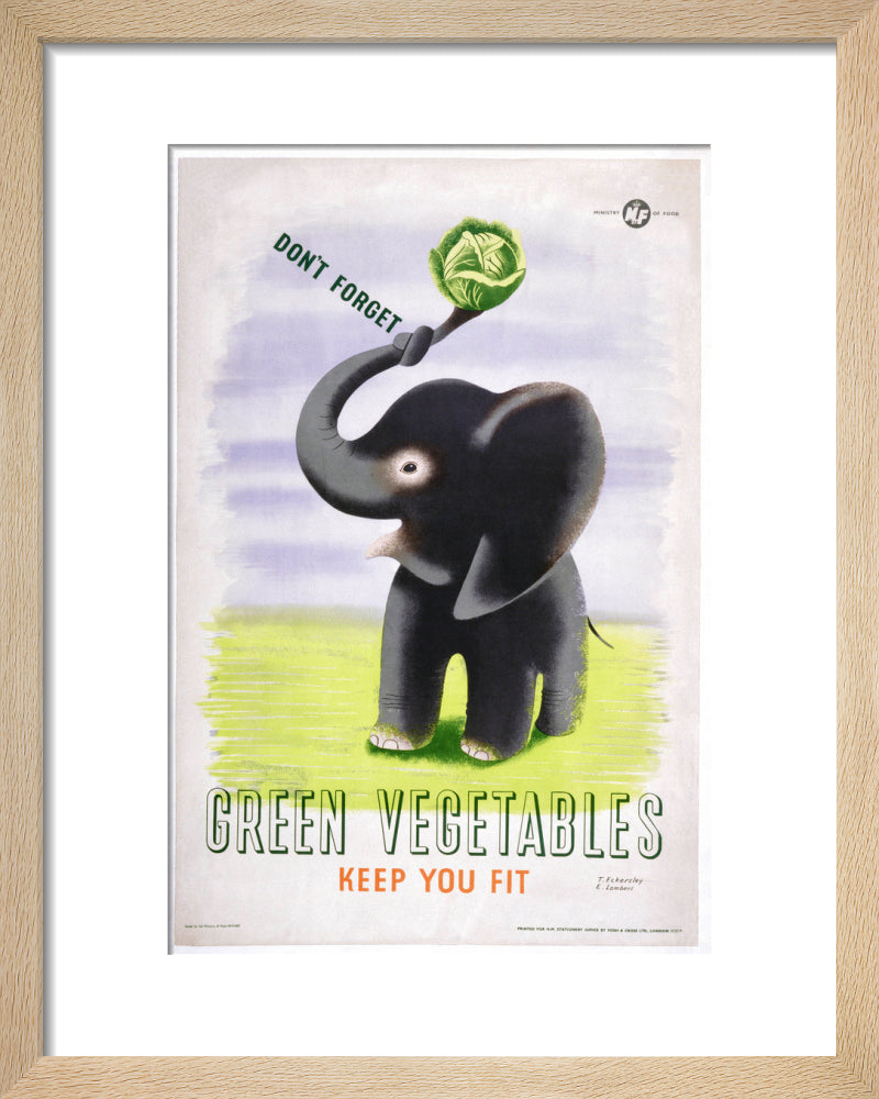 Don't Forget, Green Vegetables Keep You Fit', c 1951. art print extra small natural Art Print - Science Museum Shop