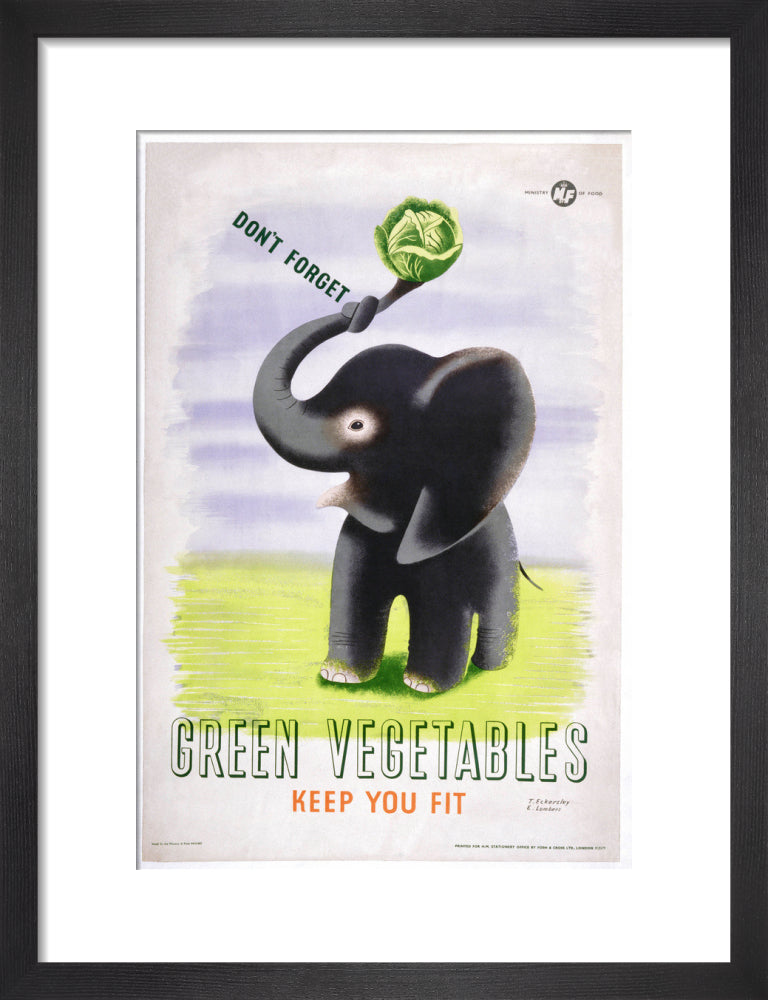 Don't Forget, Green Vegetables Keep You Fit', c 1951. art print small black Art Print - Science Museum Shop