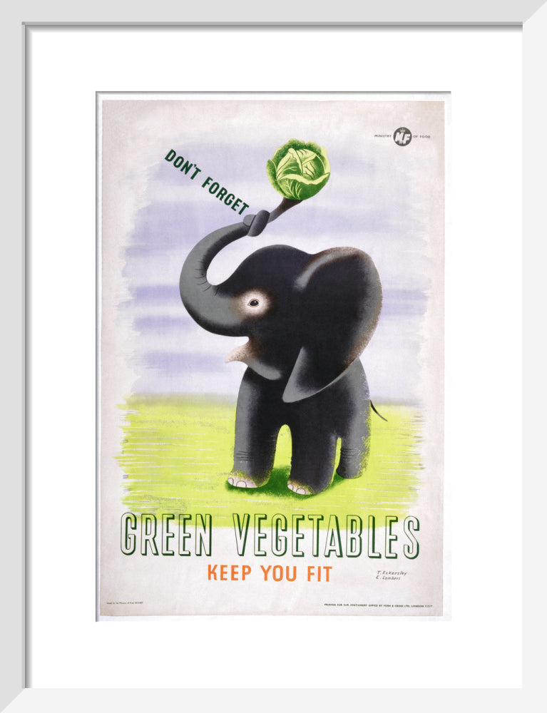 Don't Forget, Green Vegetables Keep You Fit', c 1951. art print small white Art Print - Science Museum Shop