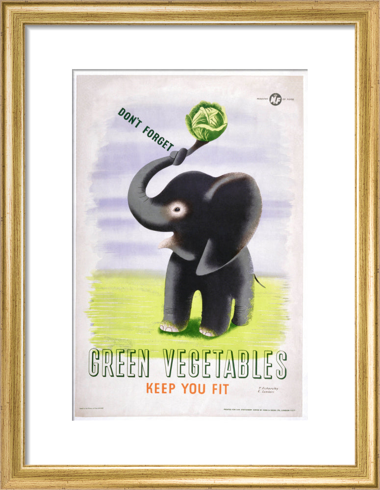 Don't Forget, Green Vegetables Keep You Fit', c 1951. art print small gold Art Print - Science Museum Shop