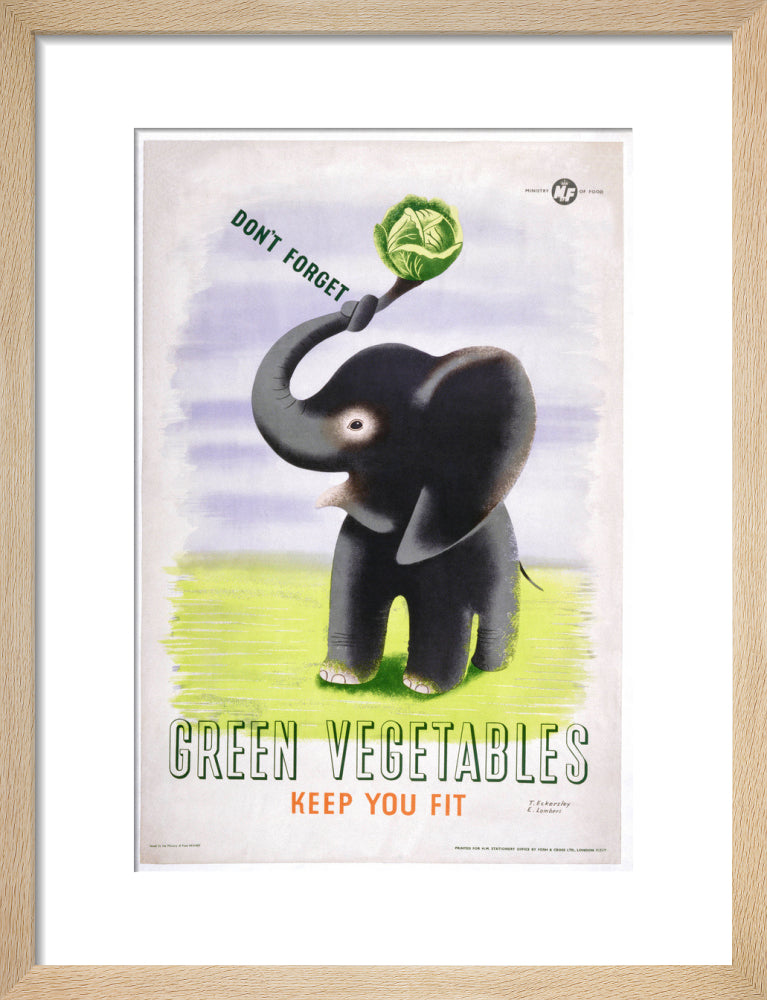 Don't Forget, Green Vegetables Keep You Fit', c 1951. art print small natural Art Print - Science Museum Shop