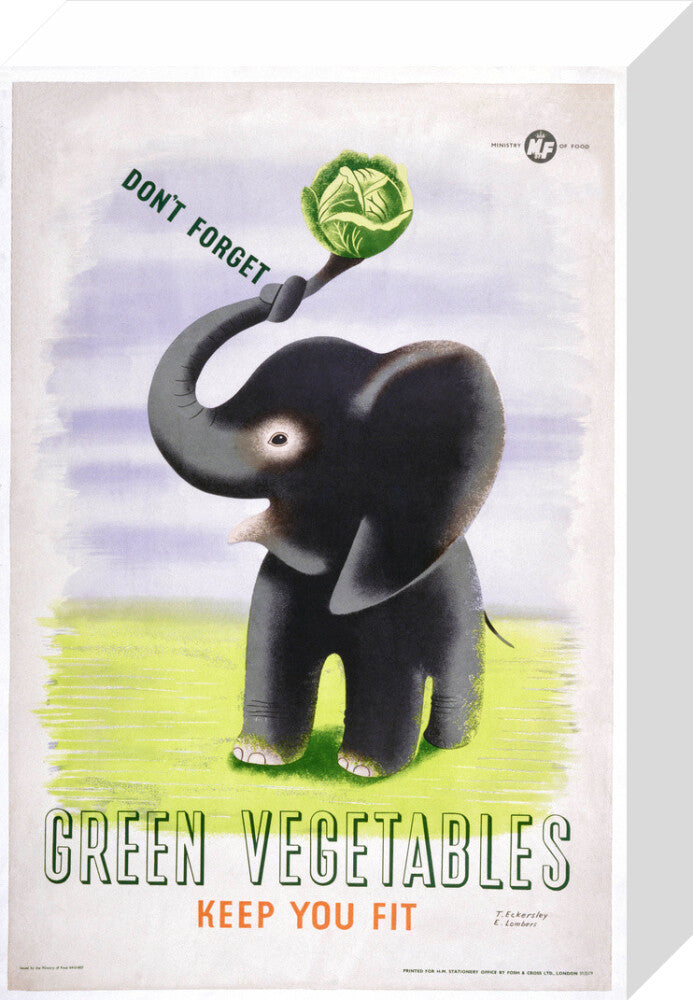 Don't Forget, Green Vegetables Keep You Fit', c 1951. stretched canvas small none Art Print - Science Museum Shop