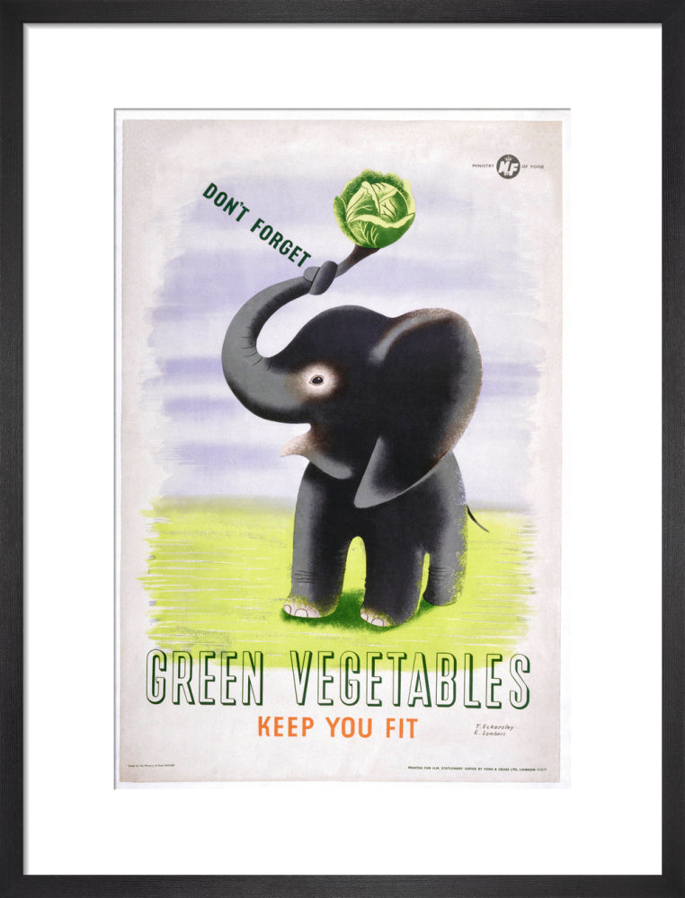 Don't Forget, Green Vegetables Keep You Fit', c 1951. art print medium black Art Print - Science Museum Shop