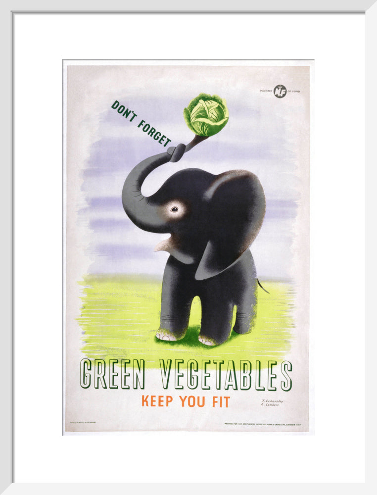 Don't Forget, Green Vegetables Keep You Fit', c 1951. art print medium white Art Print - Science Museum Shop