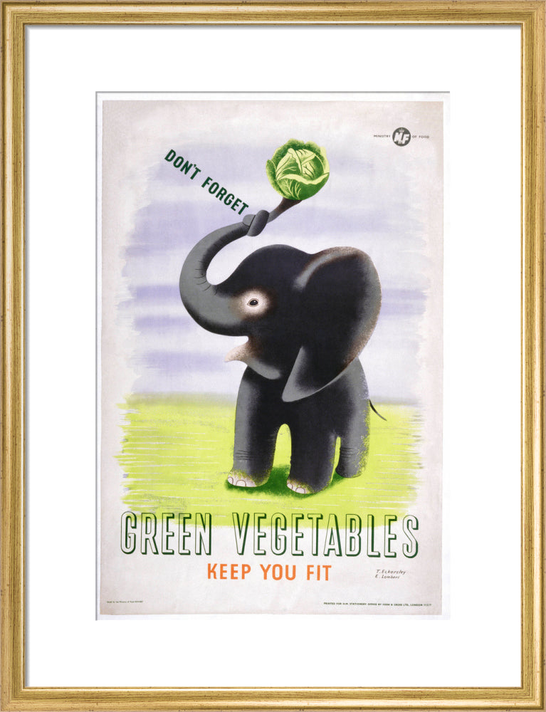 Don't Forget, Green Vegetables Keep You Fit', c 1951. art print medium gold Art Print - Science Museum Shop
