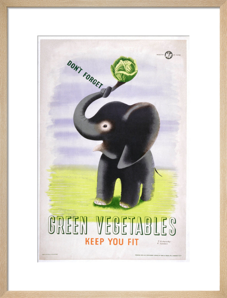 Don't Forget, Green Vegetables Keep You Fit', c 1951. art print medium natural Art Print - Science Museum Shop