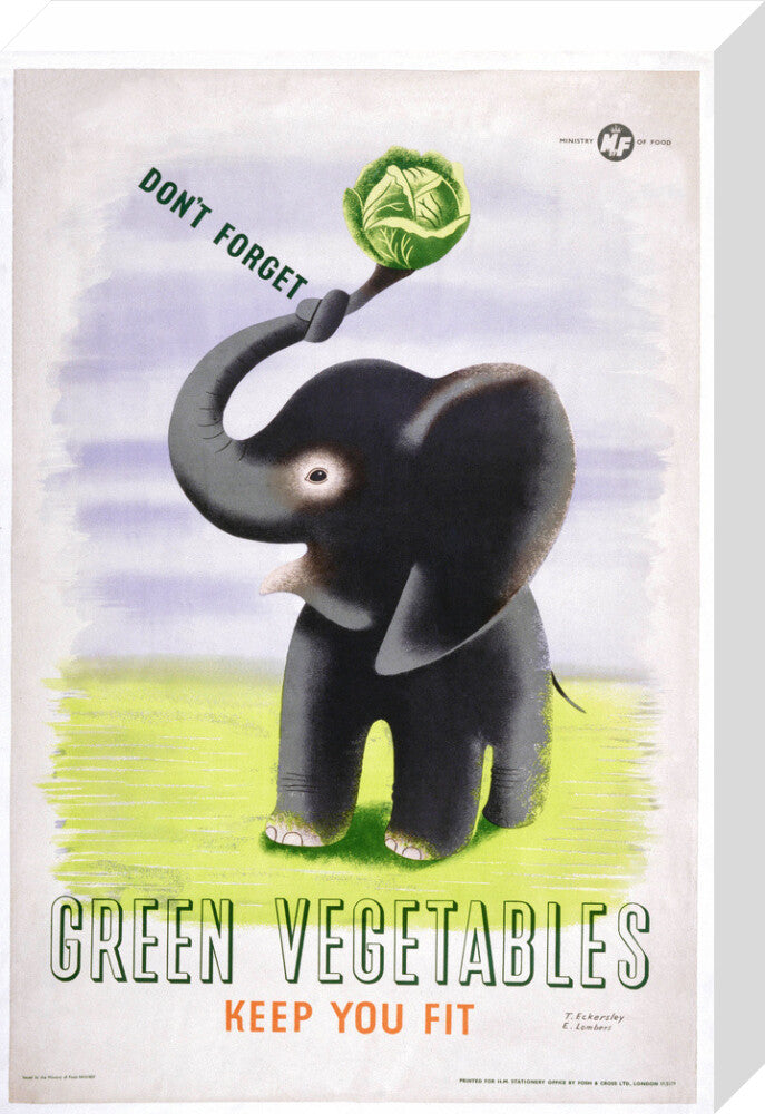 Don't Forget, Green Vegetables Keep You Fit', c 1951. stretched canvas medium none Art Print - Science Museum Shop