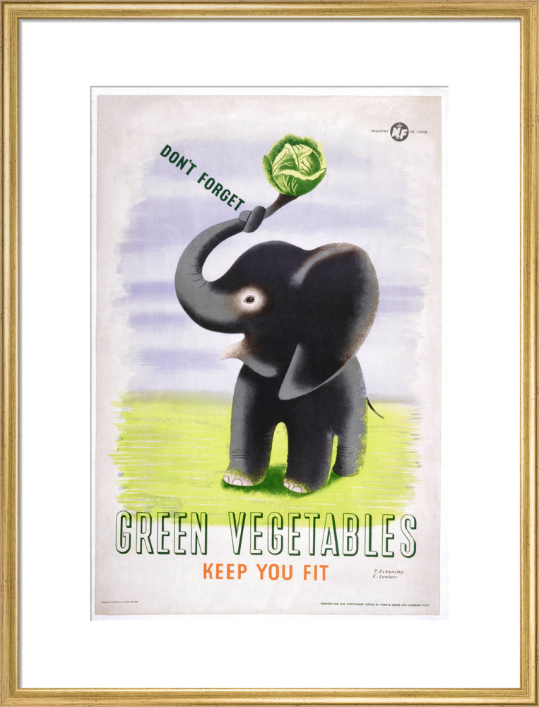 Don't Forget, Green Vegetables Keep You Fit', c 1951. art print large gold Art Print - Science Museum Shop