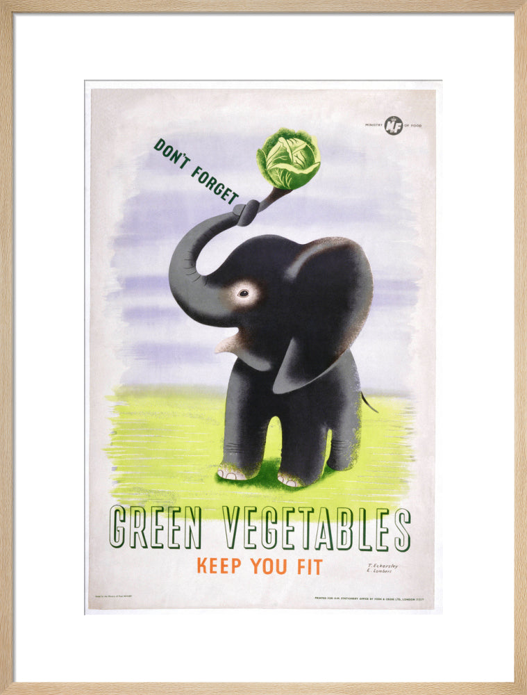 Don't Forget, Green Vegetables Keep You Fit', c 1951. art print large natural Art Print - Science Museum Shop