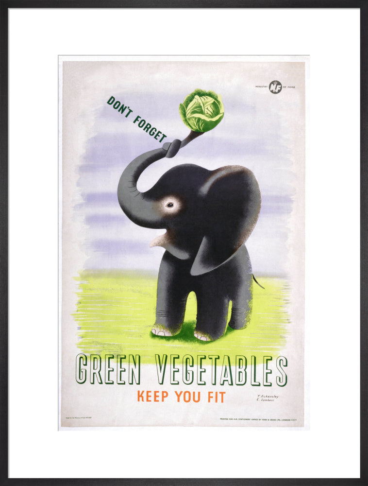 Don't Forget, Green Vegetables Keep You Fit', c 1951. art print extra large black Art Print - Science Museum Shop