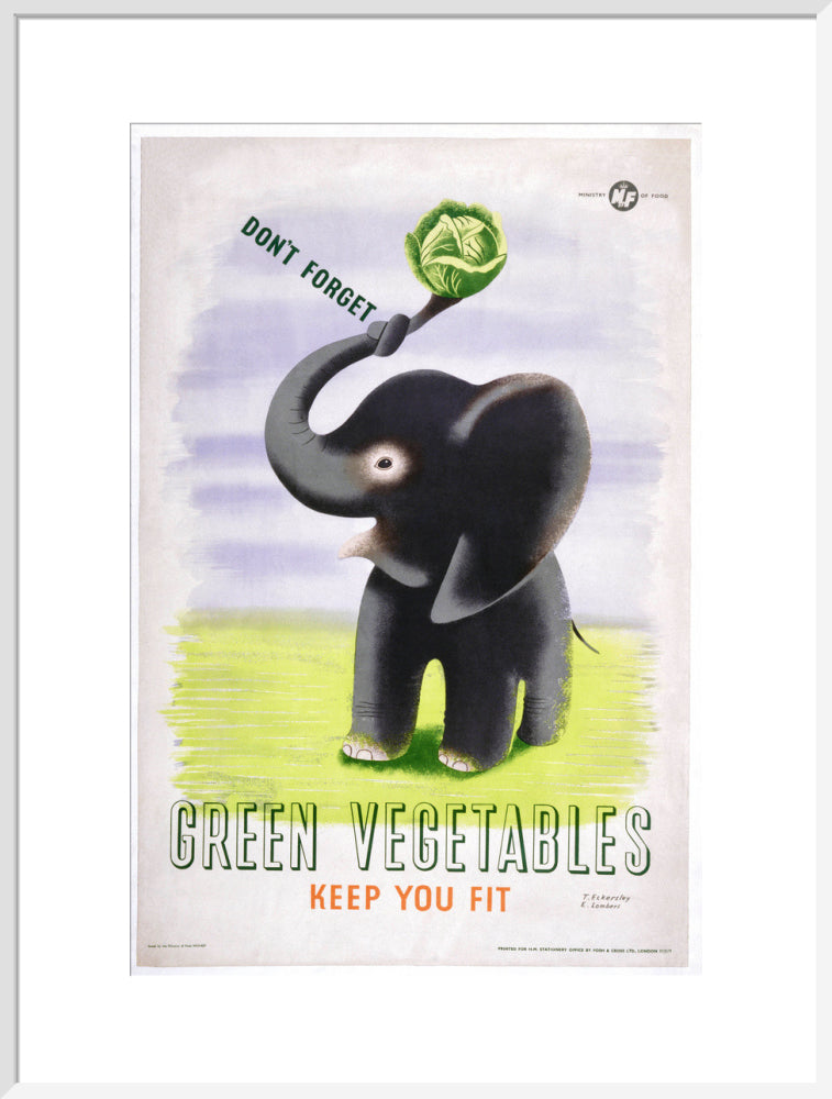 Don't Forget, Green Vegetables Keep You Fit', c 1951. art print extra large white Art Print - Science Museum Shop