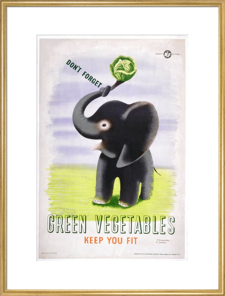 Don't Forget, Green Vegetables Keep You Fit', c 1951. art print extra large gold Art Print - Science Museum Shop