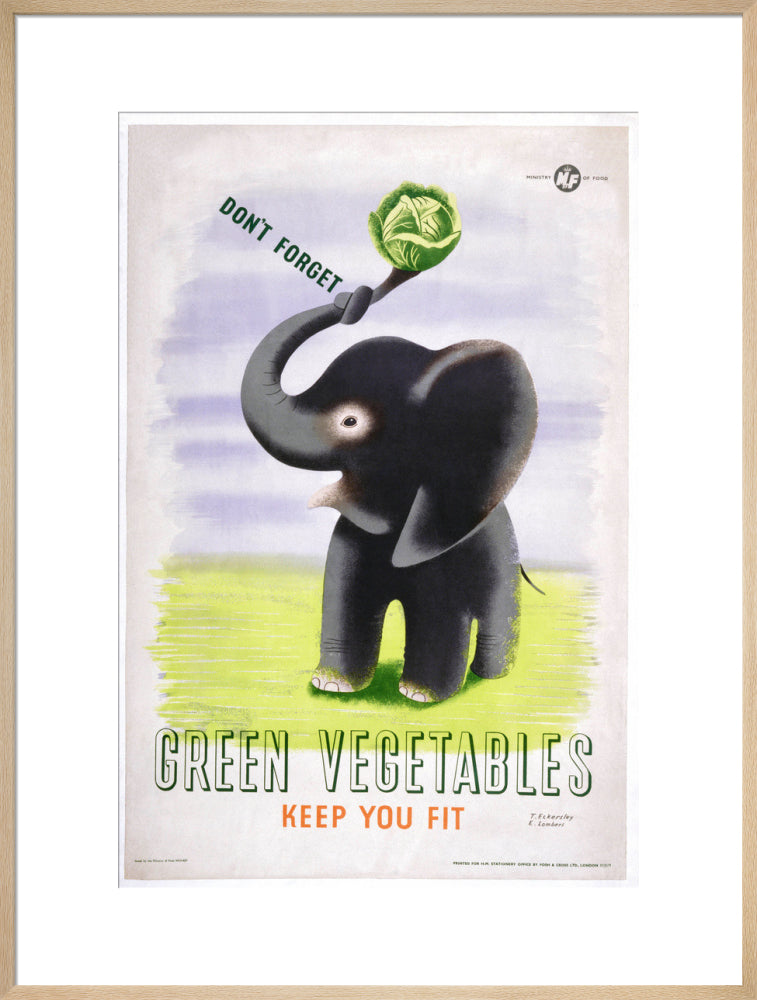 Don't Forget, Green Vegetables Keep You Fit', c 1951. art print extra large natural Art Print - Science Museum Shop