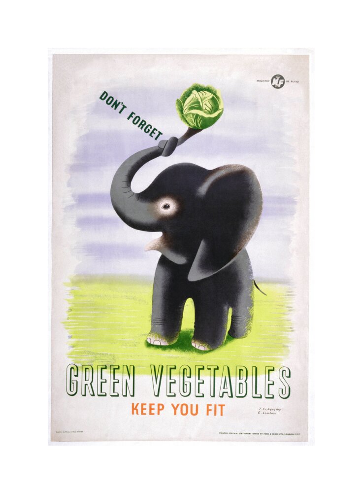 Don't Forget, Green Vegetables Keep You Fit', c 1951. unstretched canvas medium none Art Print - Science Museum Shop