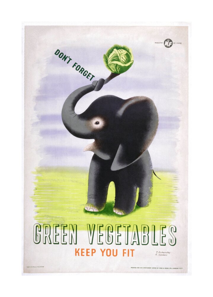 Don't Forget, Green Vegetables Keep You Fit', c 1951. unstretched canvas large none Art Print - Science Museum Shop