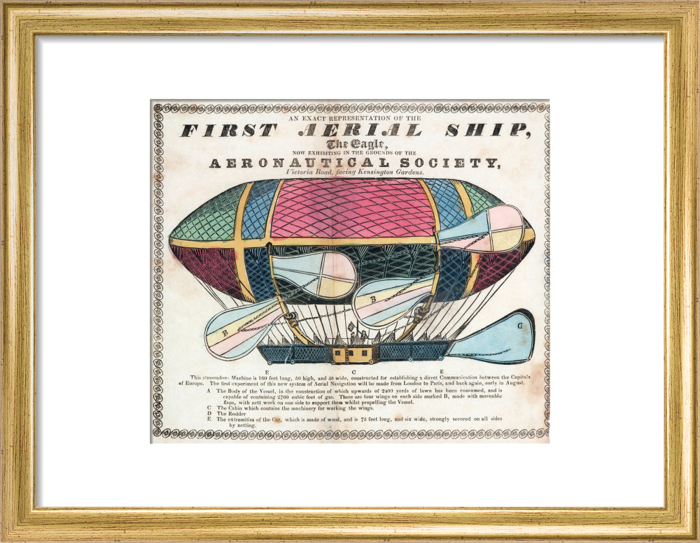 The 'Eagle', the 'First Aerial Ship', 1834. art print small gold Art Print - Science Museum Shop