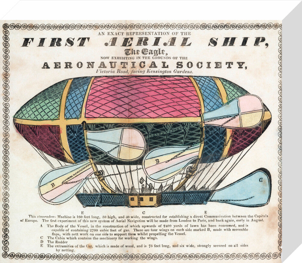 The 'Eagle', the 'First Aerial Ship', 1834. stretched canvas small none Art Print - Science Museum Shop