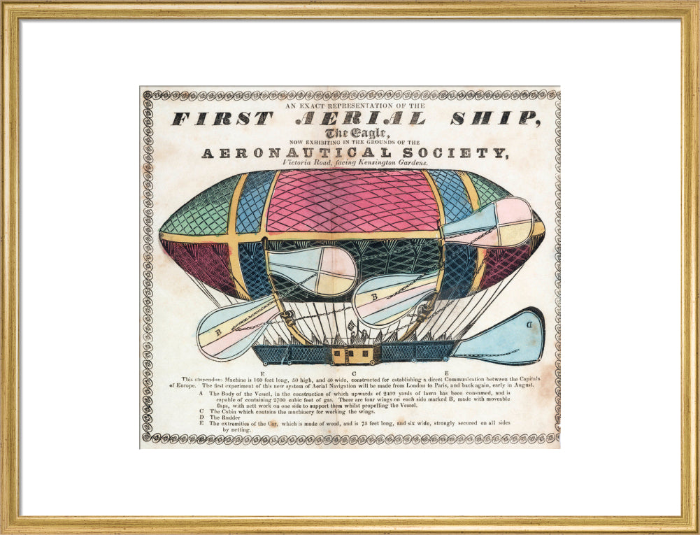 The 'Eagle', the 'First Aerial Ship', 1834. art print large gold Art Print - Science Museum Shop