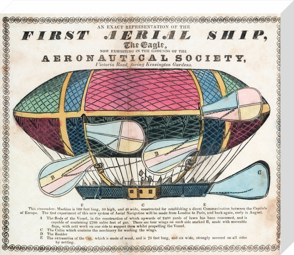 The 'Eagle', the 'First Aerial Ship', 1834. stretched canvas medium none Art Print - Science Museum Shop