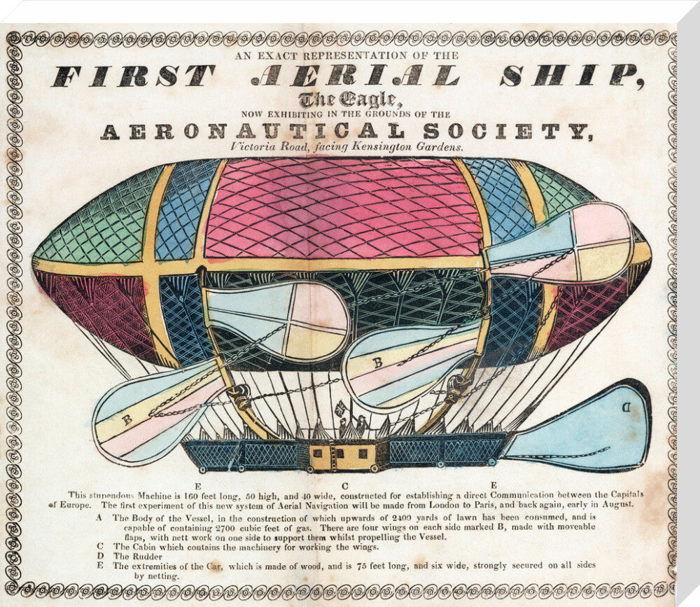 The 'Eagle', the 'First Aerial Ship', 1834. stretched canvas large none Art Print - Science Museum Shop