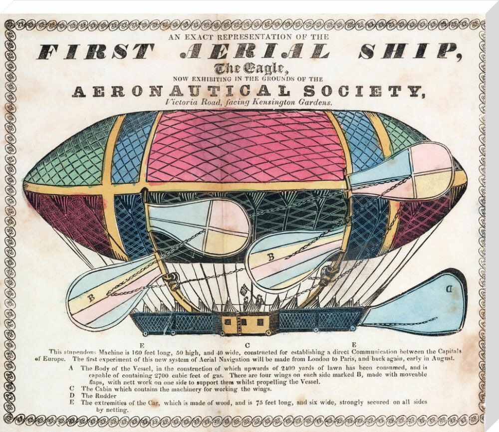 The 'Eagle', the 'First Aerial Ship', 1834. stretched canvas extra large none Art Print - Science Museum Shop