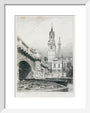 Old London Bridge, St Magnus the Martyr and the Monument, London, 1831. art print extra small white Art Print - Science Museum Shop