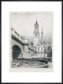 Old London Bridge, St Magnus the Martyr and the Monument, London, 1831. art print extra large black Art Print - Science Museum Shop