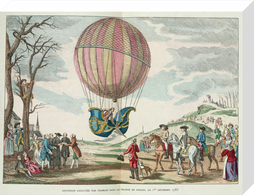 Balloon ascent by Charles, Prairie de Nesles, France, 1 December 1783. stretched canvas medium none Art Print - Science Museum Shop