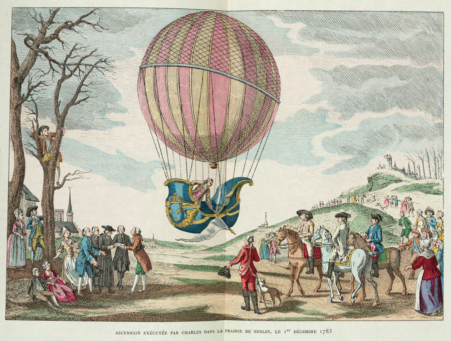 Balloon ascent by Charles, Prairie de Nesles, France, 1 December 1783. Art Print - Science Museum Shop