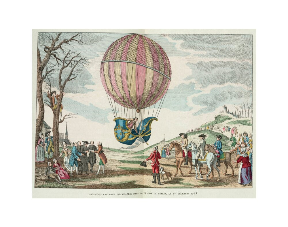 Balloon ascent by Charles, Prairie de Nesles, France, 1 December 1783. art print extra small none Art Print - Science Museum Shop