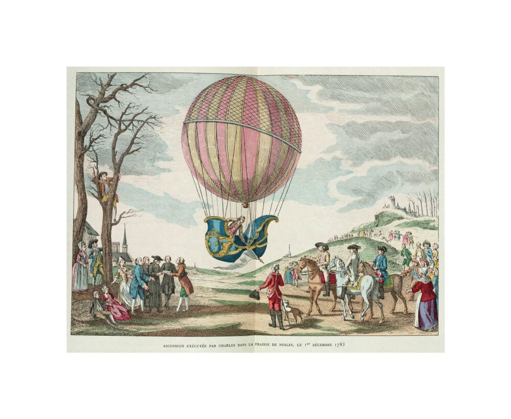 Balloon ascent by Charles, Prairie de Nesles, France, 1 December 1783. unstretched canvas small none Art Print - Science Museum Shop