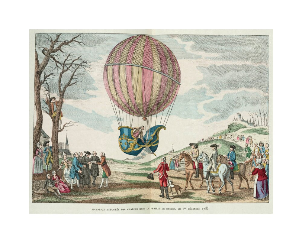 Balloon ascent by Charles, Prairie de Nesles, France, 1 December 1783. unstretched canvas medium none Art Print - Science Museum Shop