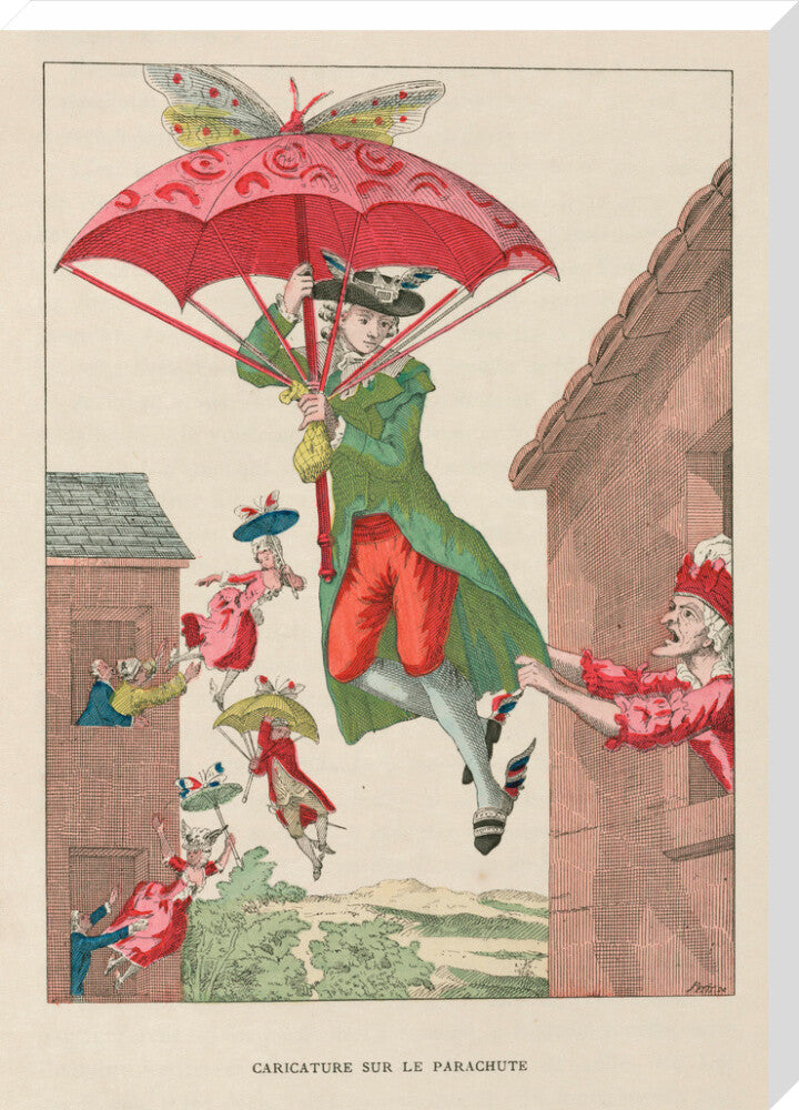 Butterfly-powered parachute, late 18th century. stretched canvas extra large none Art Print - Science Museum Shop