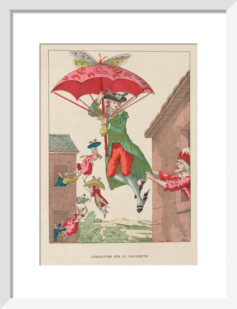 Butterfly-powered parachute, late 18th century. art print small white Art Print - Science Museum Shop