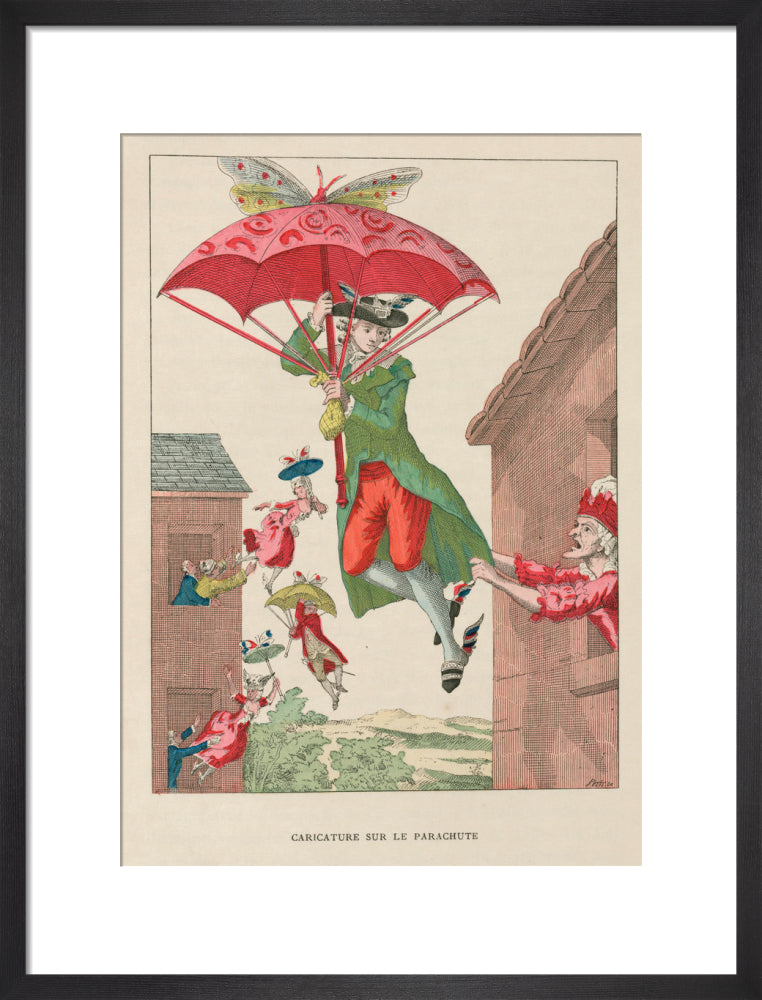 Butterfly-powered parachute, late 18th century. art print medium black Art Print - Science Museum Shop