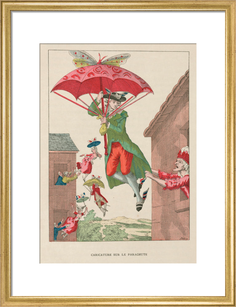 Butterfly-powered parachute, late 18th century. art print medium gold Art Print - Science Museum Shop