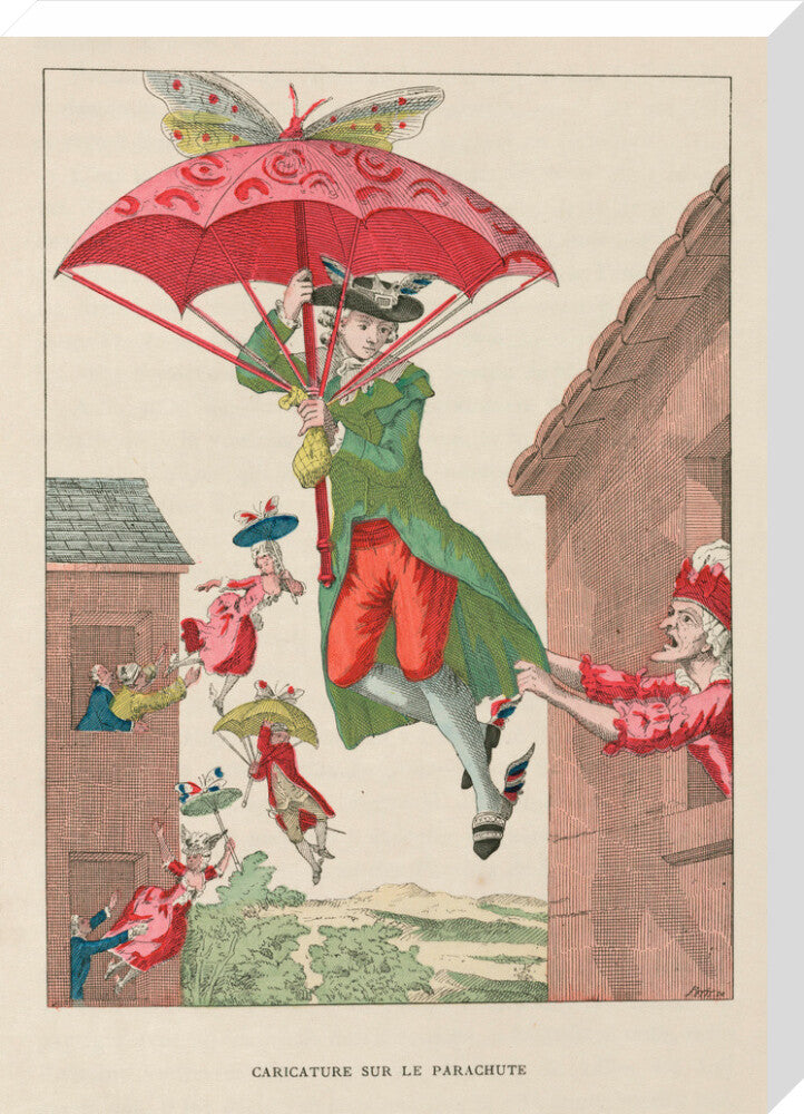 Butterfly-powered parachute, late 18th century. stretched canvas large none Art Print - Science Museum Shop