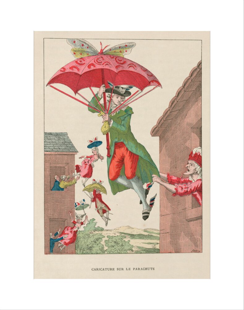 Butterfly-powered parachute, late 18th century. art print extra small none Art Print - Science Museum Shop