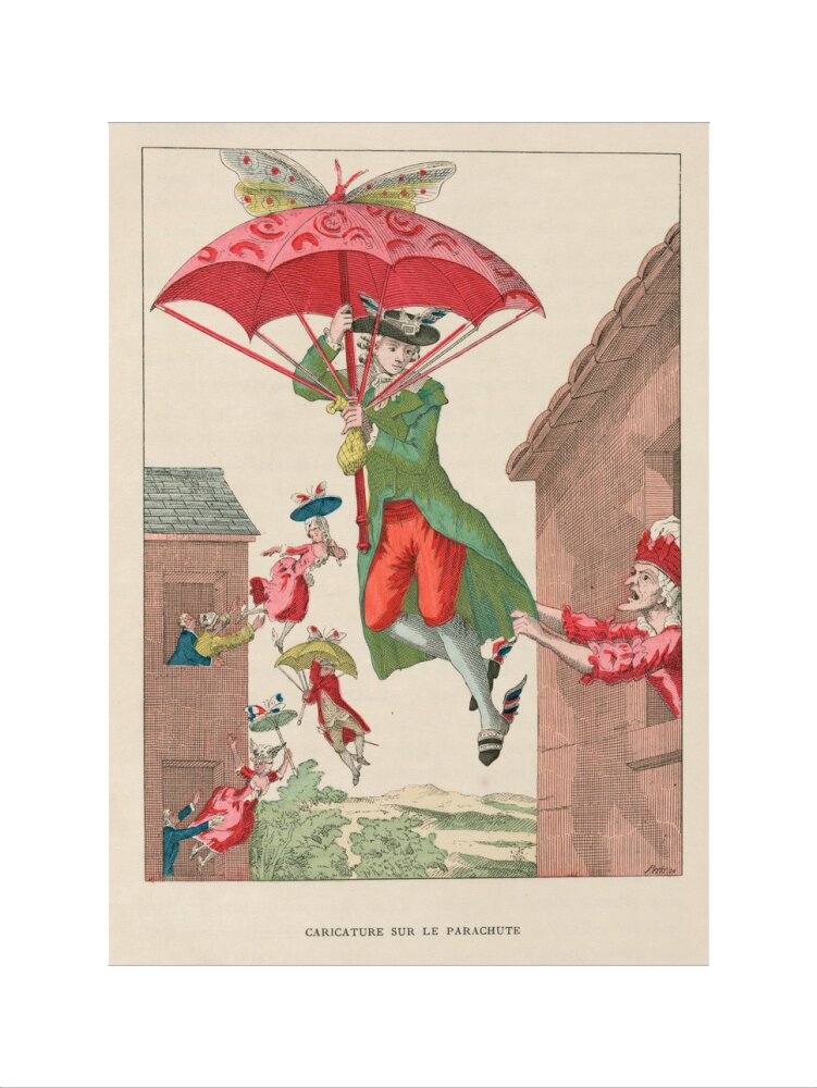 Butterfly-powered parachute, late 18th century. art print small none Art Print - Science Museum Shop