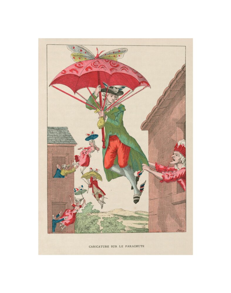 Butterfly-powered parachute, late 18th century. unstretched canvas small none Art Print - Science Museum Shop