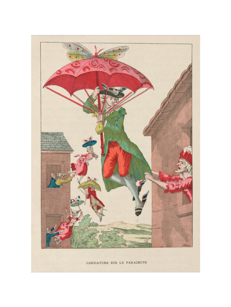 Butterfly-powered parachute, late 18th century. art print extra large none Art Print - Science Museum Shop