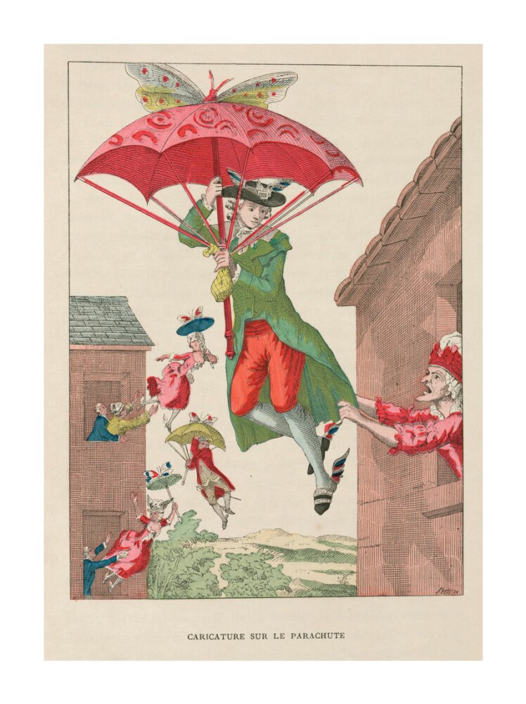 Butterfly-powered parachute, late 18th century. unstretched canvas extra large none Art Print - Science Museum Shop