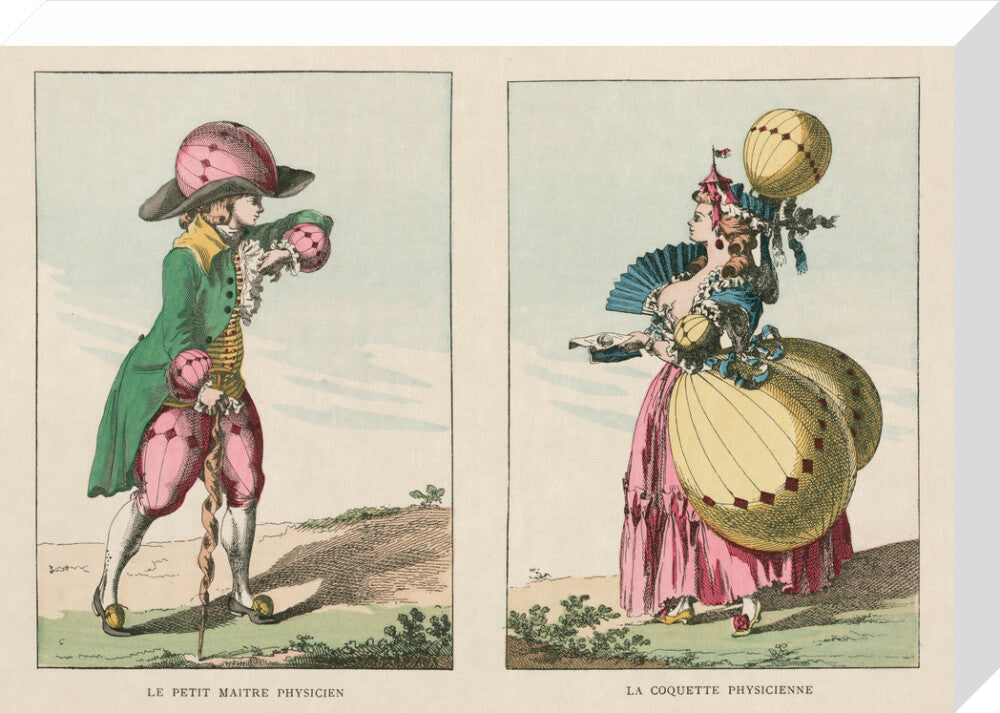 Balloon-inspired costumes, late 18th century. stretched canvas medium none Art Print - Science Museum Shop
