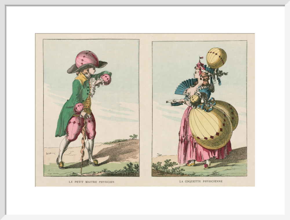 Balloon-inspired costumes, late 18th century. art print large white Art Print - Science Museum Shop