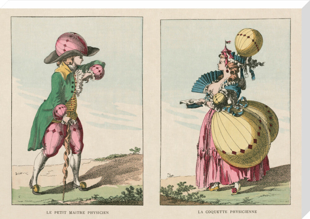 Balloon-inspired costumes, late 18th century. stretched canvas extra large none Art Print - Science Museum Shop