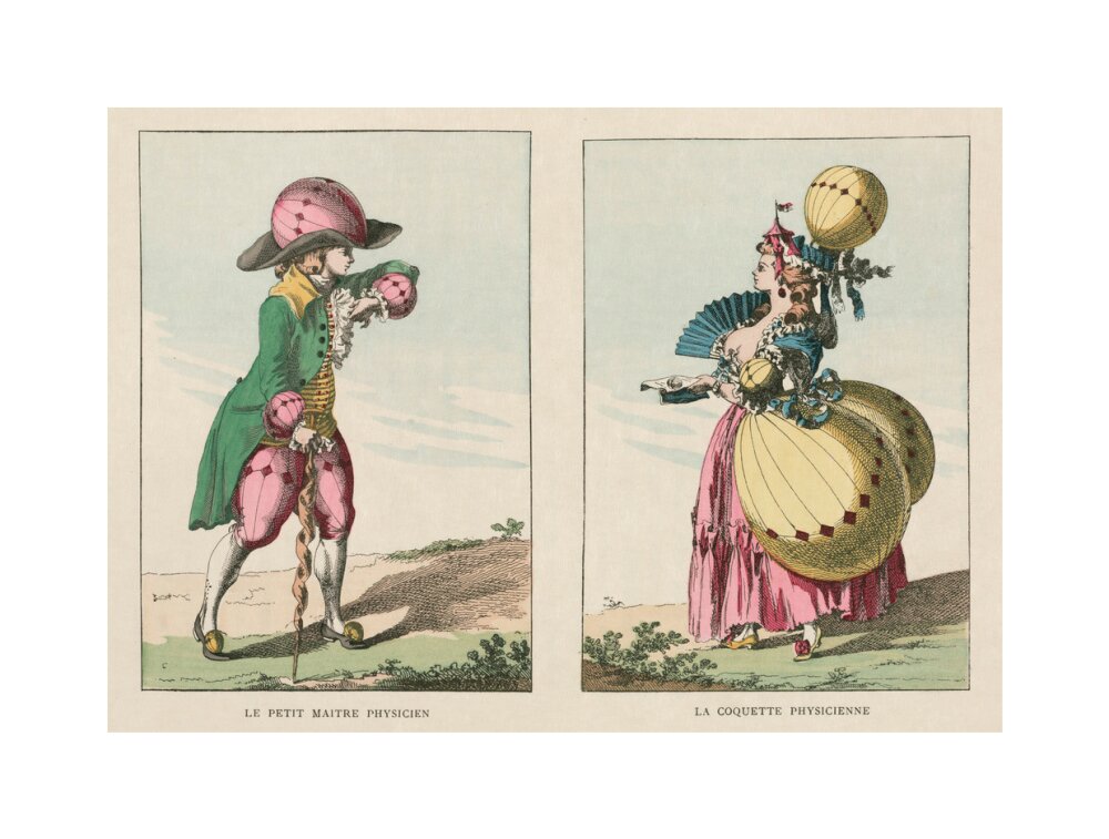 Balloon-inspired costumes, late 18th century. unstretched canvas medium none Art Print - Science Museum Shop