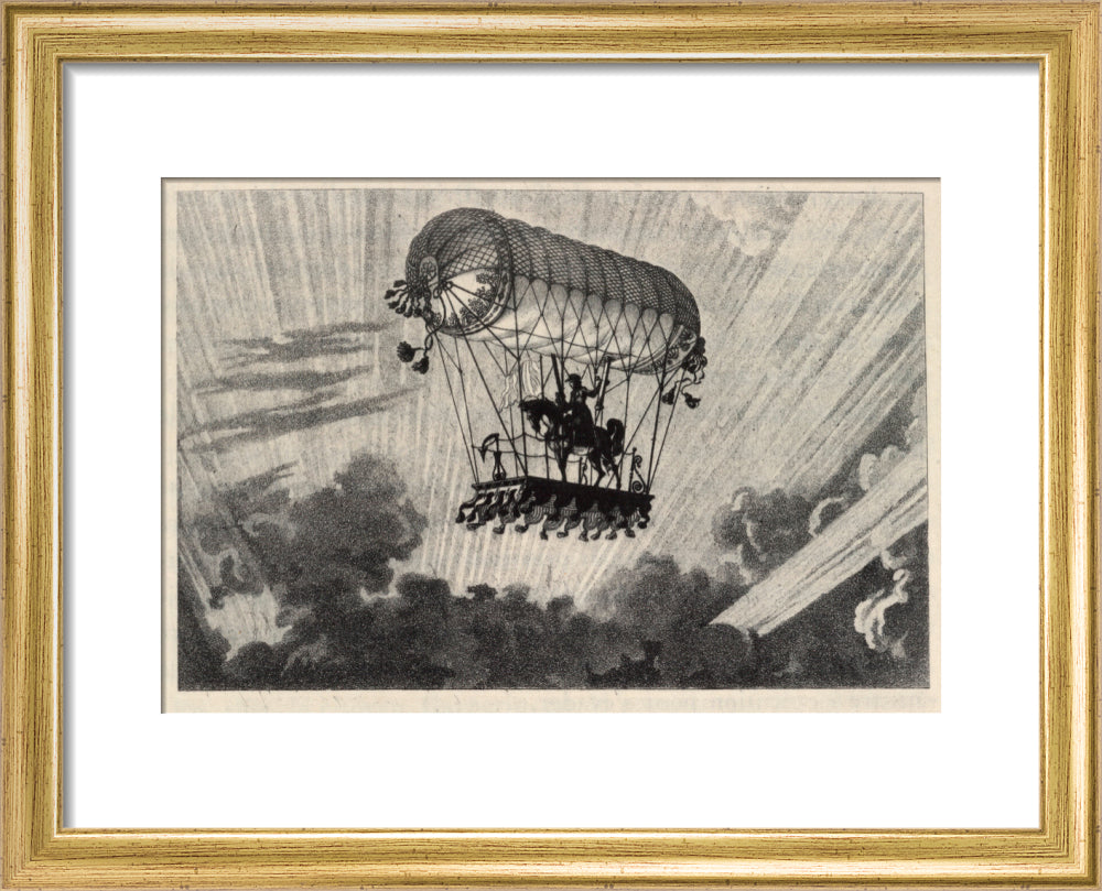 Testu Brisy's equestrian ascension, 1798. art print extra small gold Art Print - Science Museum Shop