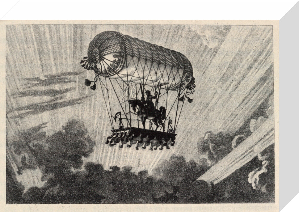 Testu Brisy's equestrian ascension, 1798. stretched canvas small none Art Print - Science Museum Shop